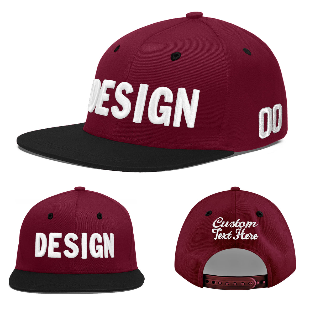 Custom Navy Orange 3D Puff Embroidery Flat Embroidery Casual Sport Baseball Cap