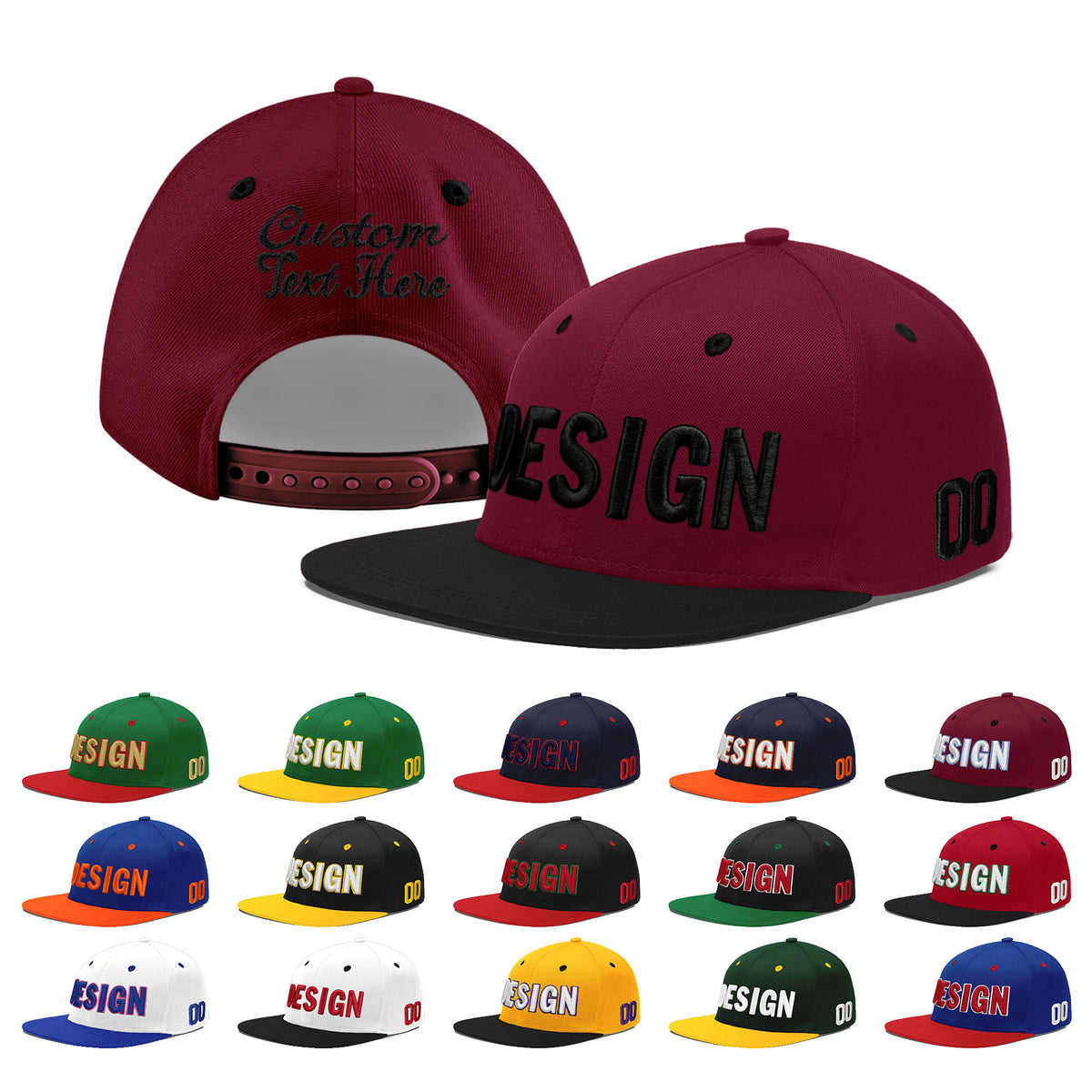 Custom Navy Orange 3D Puff Embroidery Flat Embroidery Casual Sport Baseball Cap