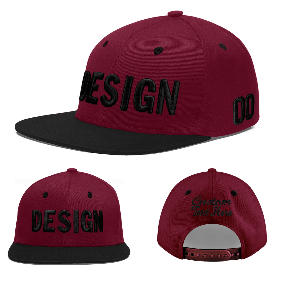 Custom Navy Orange 3D Puff Embroidery Flat Embroidery Casual Sport Baseball Cap