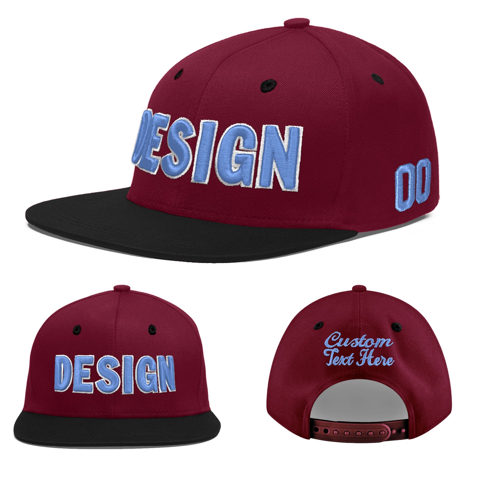 Custom Navy Orange 3D Puff Embroidery Flat Embroidery Casual Sport Baseball Cap