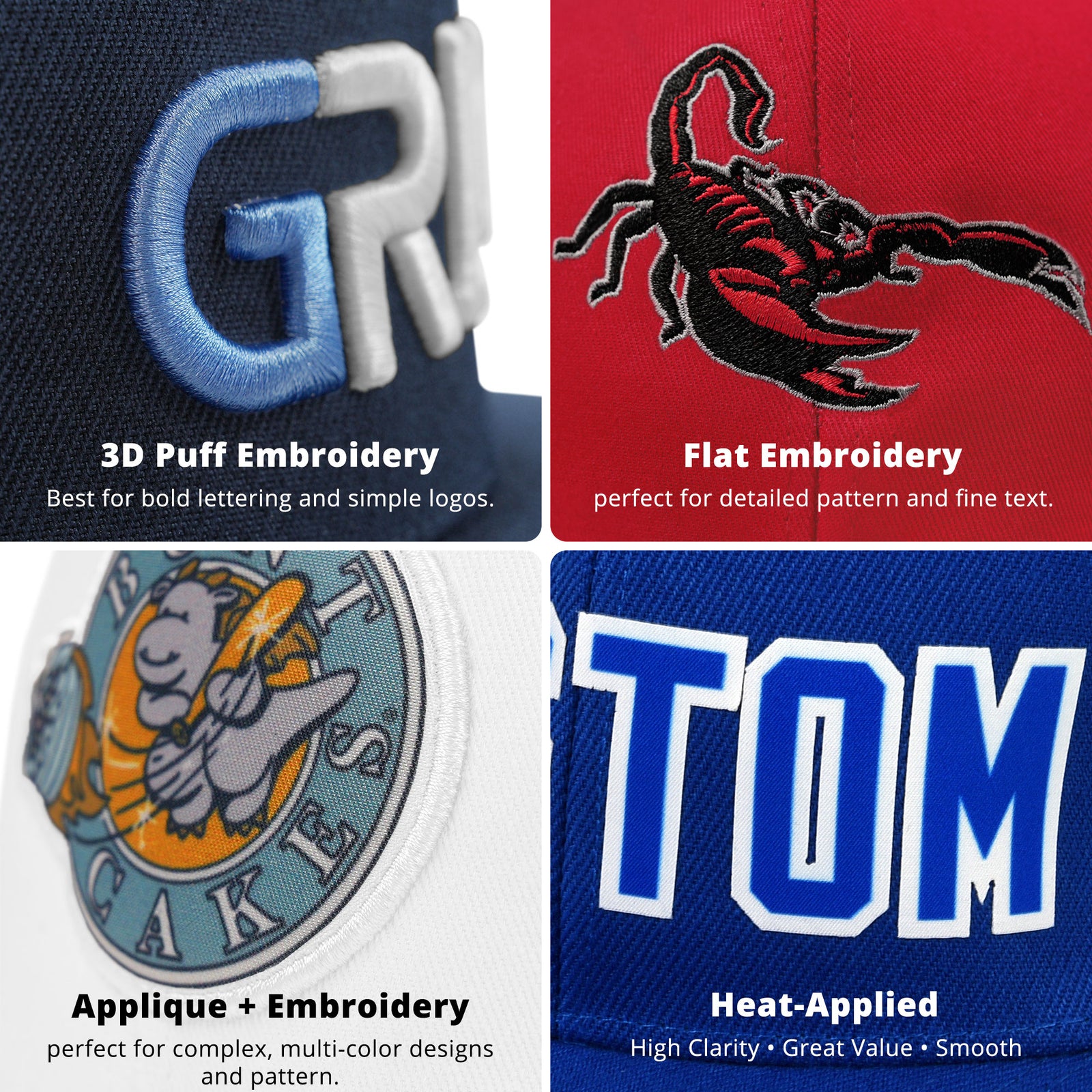 Custom Green 3D Puff Embroidery Flat Embroidery Casual Sport Baseball Cap