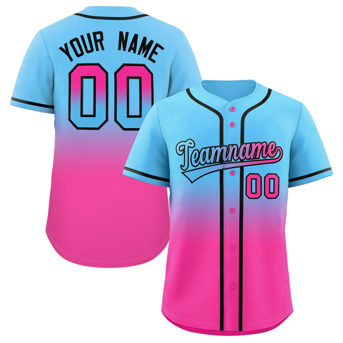 Custom Gradient Fashion Full Button Down Shirts Baseball Jersey