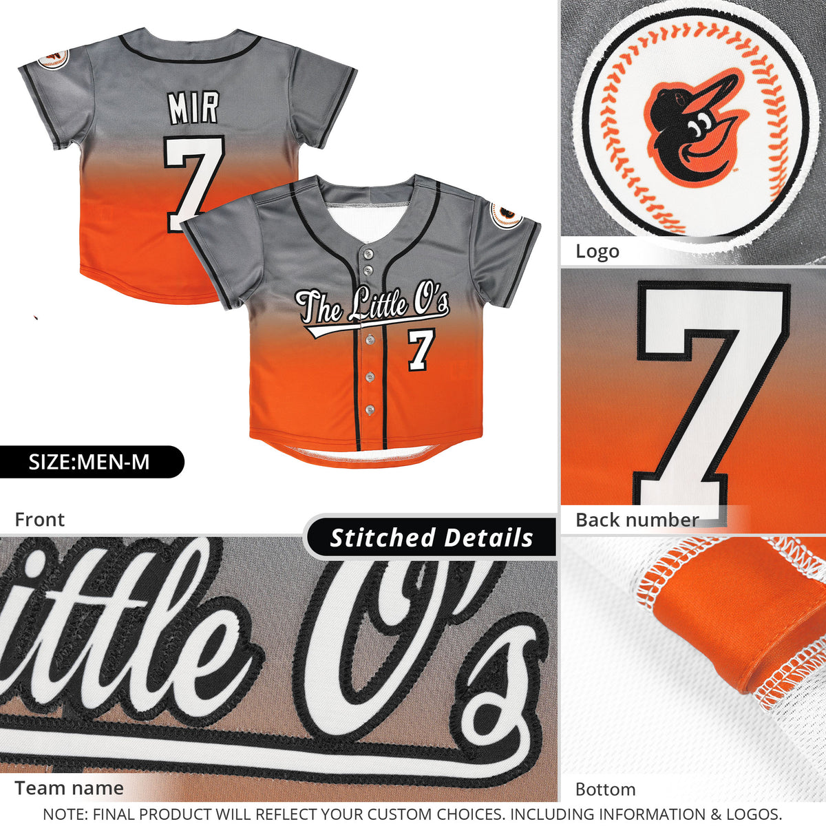 Custom Gray Orange Gradient Fashion Authentic Baseball Jersey
