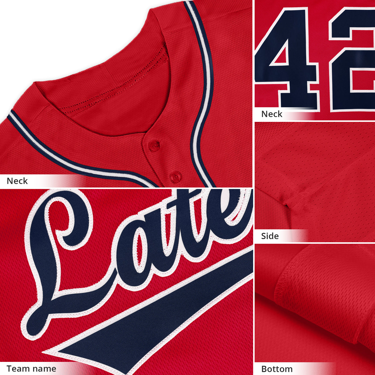 Custom Red Navy-White Classic Style Authentic Baseball Jersey