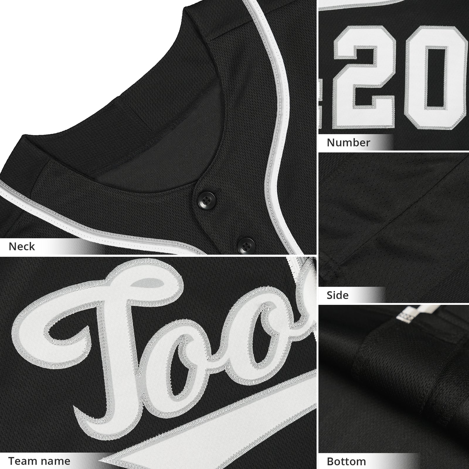 Custom Black Gray-White Classic Style Authentic Baseball Jersey