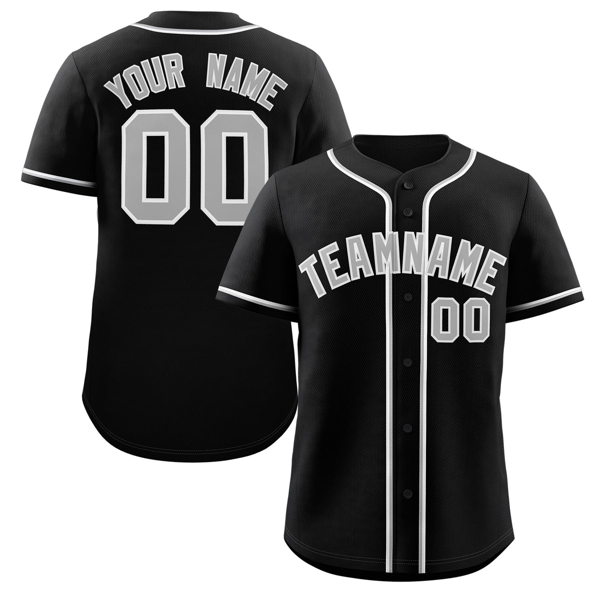 Custom Black Gray-White Classic Style Authentic Baseball Jersey