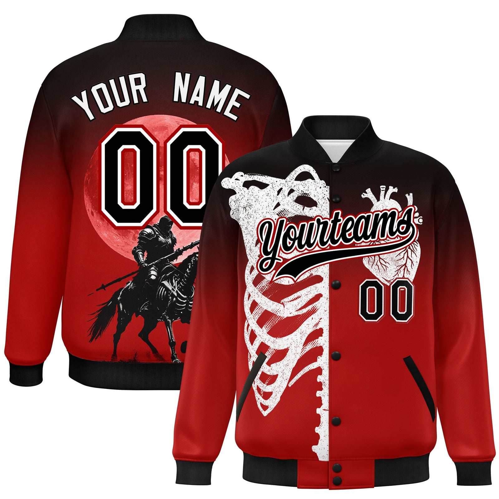 Custom Black Red White skeleton Halloween Graffiti Pattern Moisture-Wicking Jacket| KXKSHOP