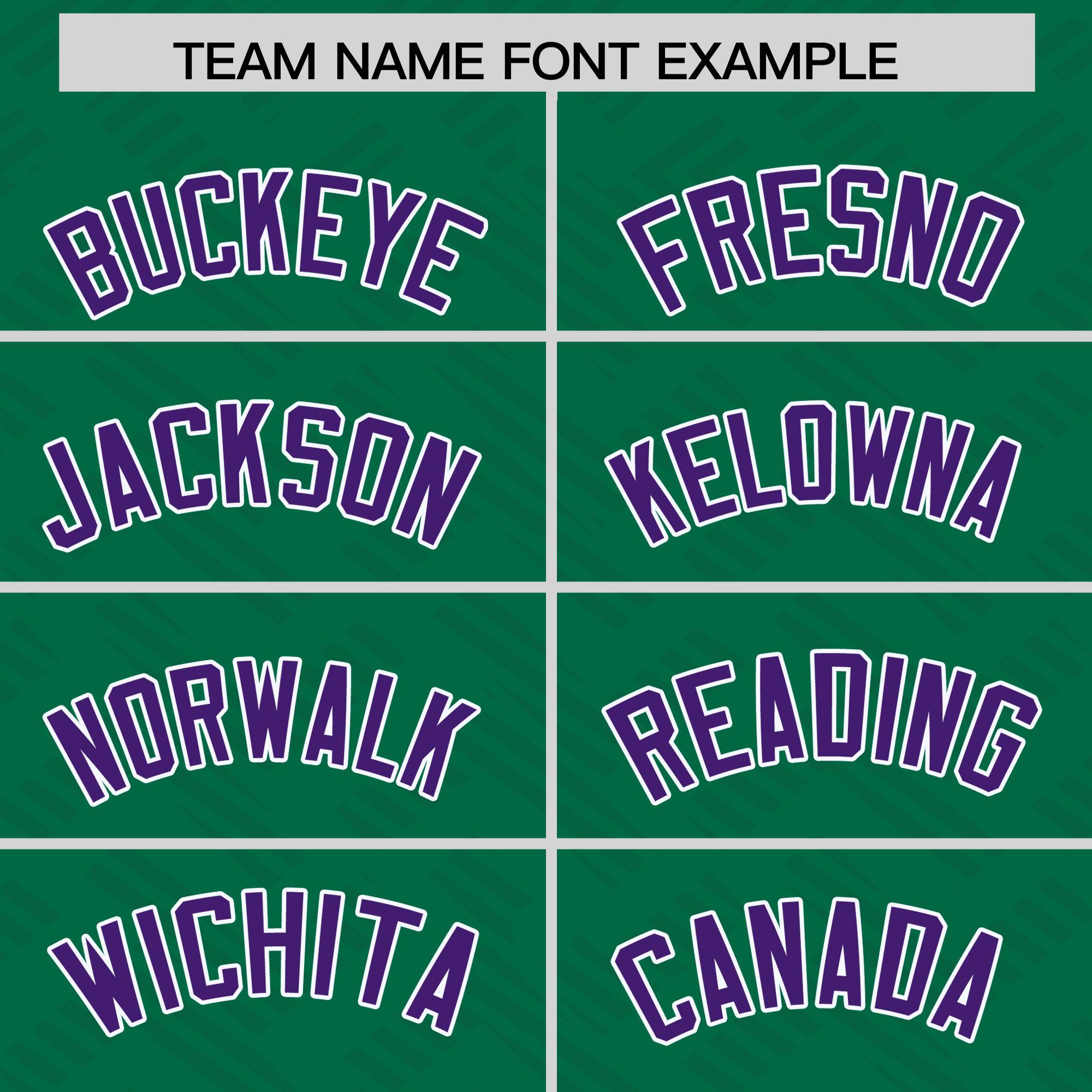 Custom Kelly Green Purple L Pattern Varsity Raglan Sleeves Full-Snap Letterman Baseball Jacket