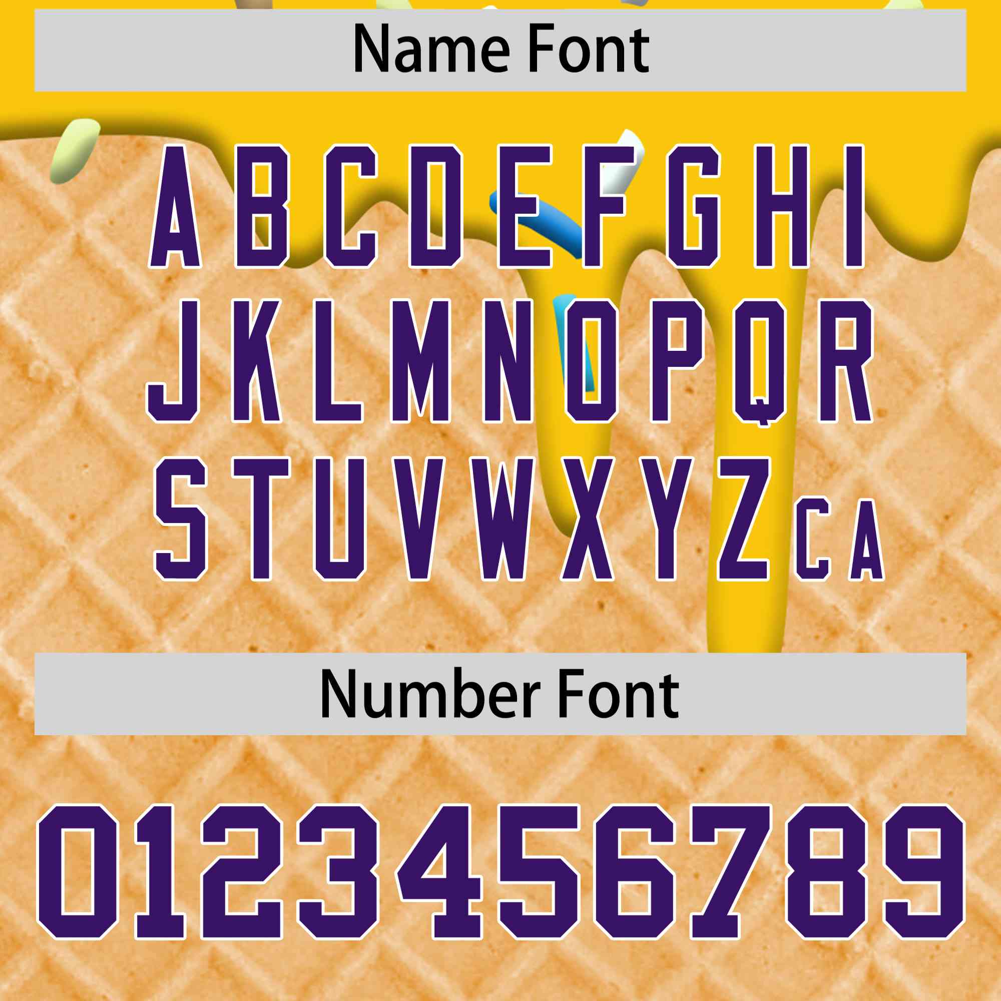 Custom Gold Ice Cream Cone Graffiti Pattern Full-Snap Varsity Letterman Jackets