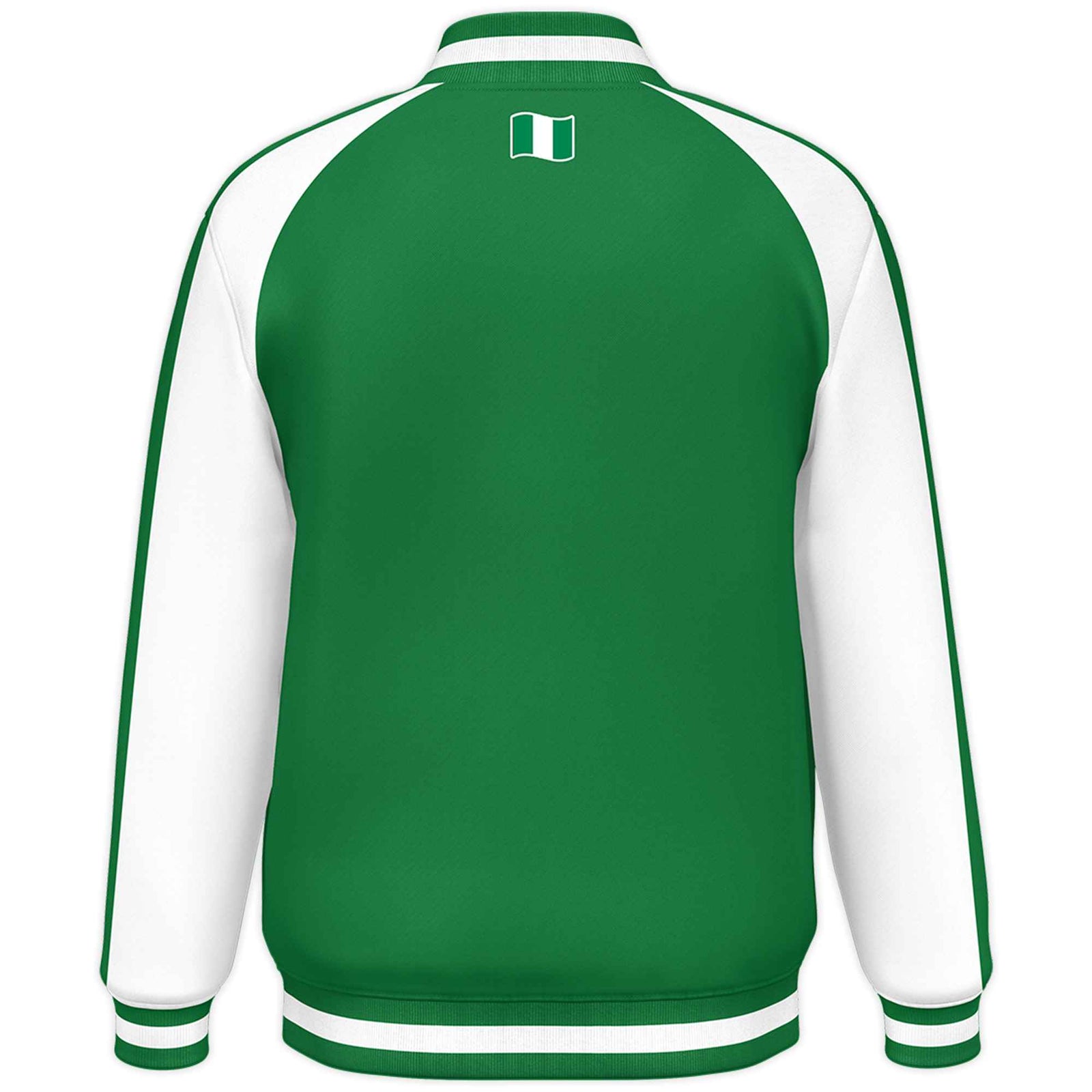 Custom Kelly Green White Raglan Sleeves Varsity Full-Snap Color Block Letterman Prido Jacket
