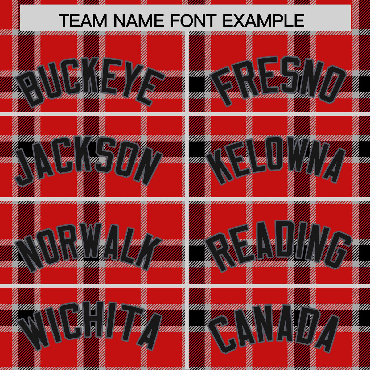 Custom Red Varsity Full-Snap Plaid Pattern Letterman Baseball Jacket