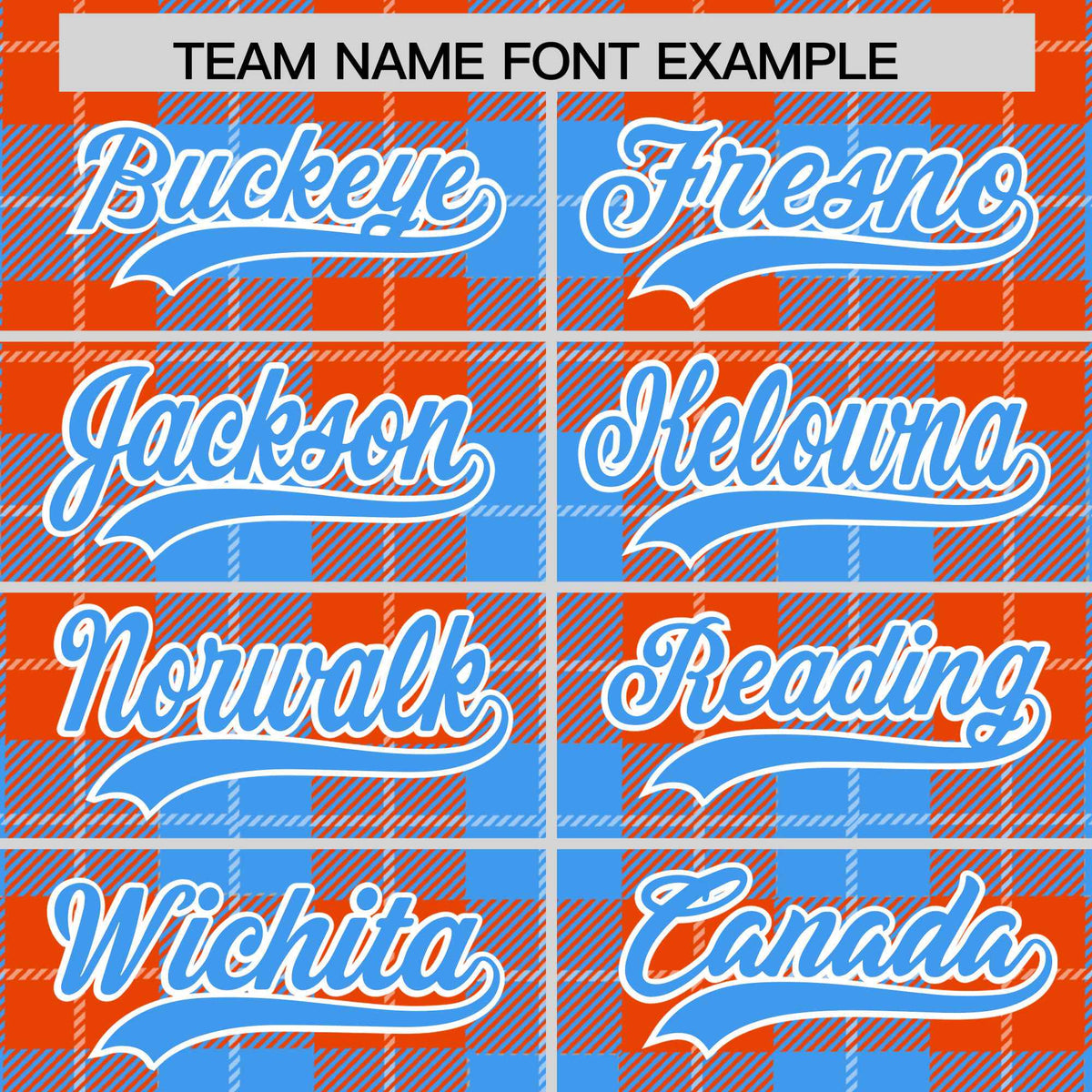 Custom Orange Powder Blue-White Varsity Full-Snap Plaid Pattern Letterman Baseball Jacket