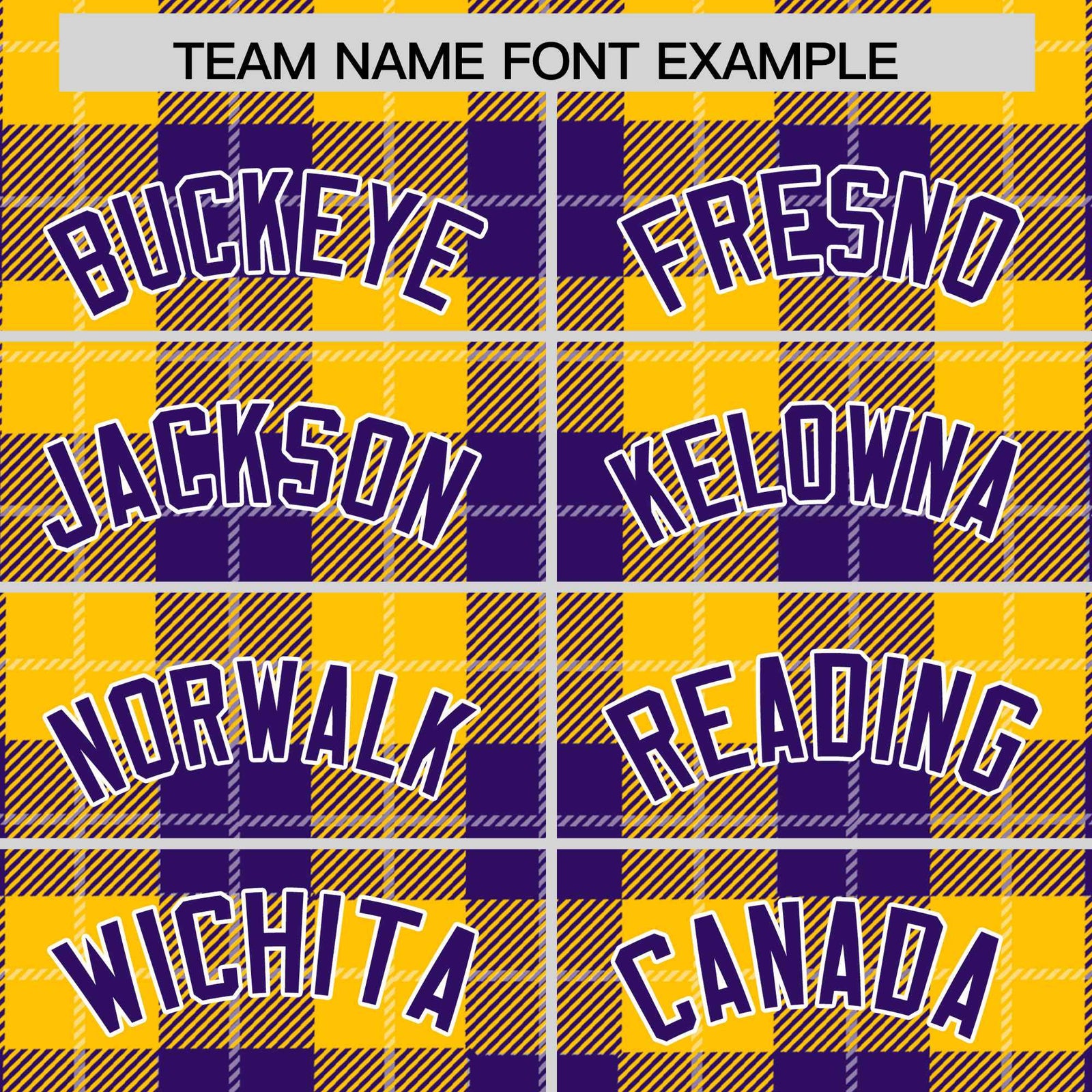 Custom Gold Purple-White Varsity Full-Snap Plaid Pattern Letterman Baseball Jacket