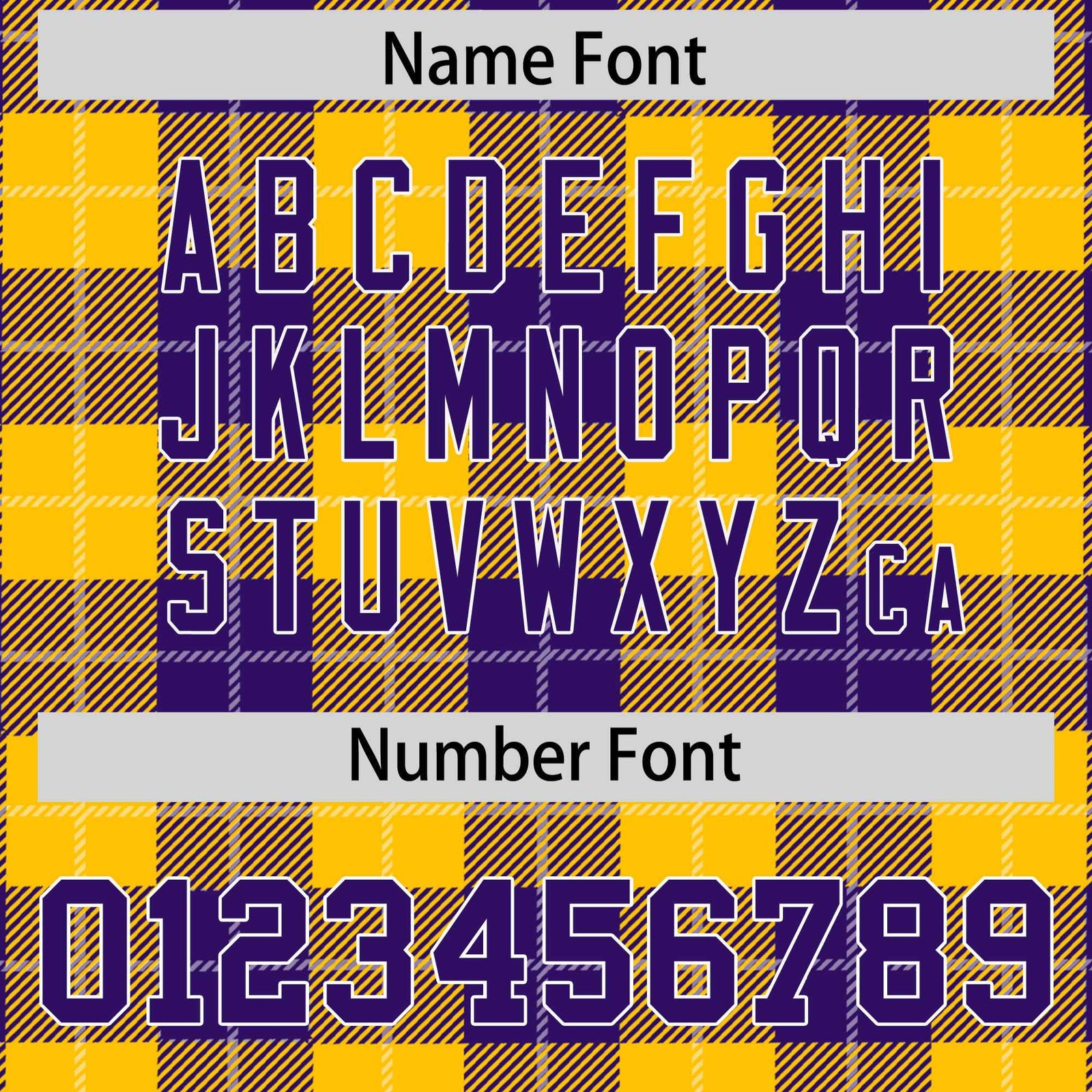 Custom Gold Purple-White Varsity Full-Snap Plaid Pattern Letterman Baseball Jacket