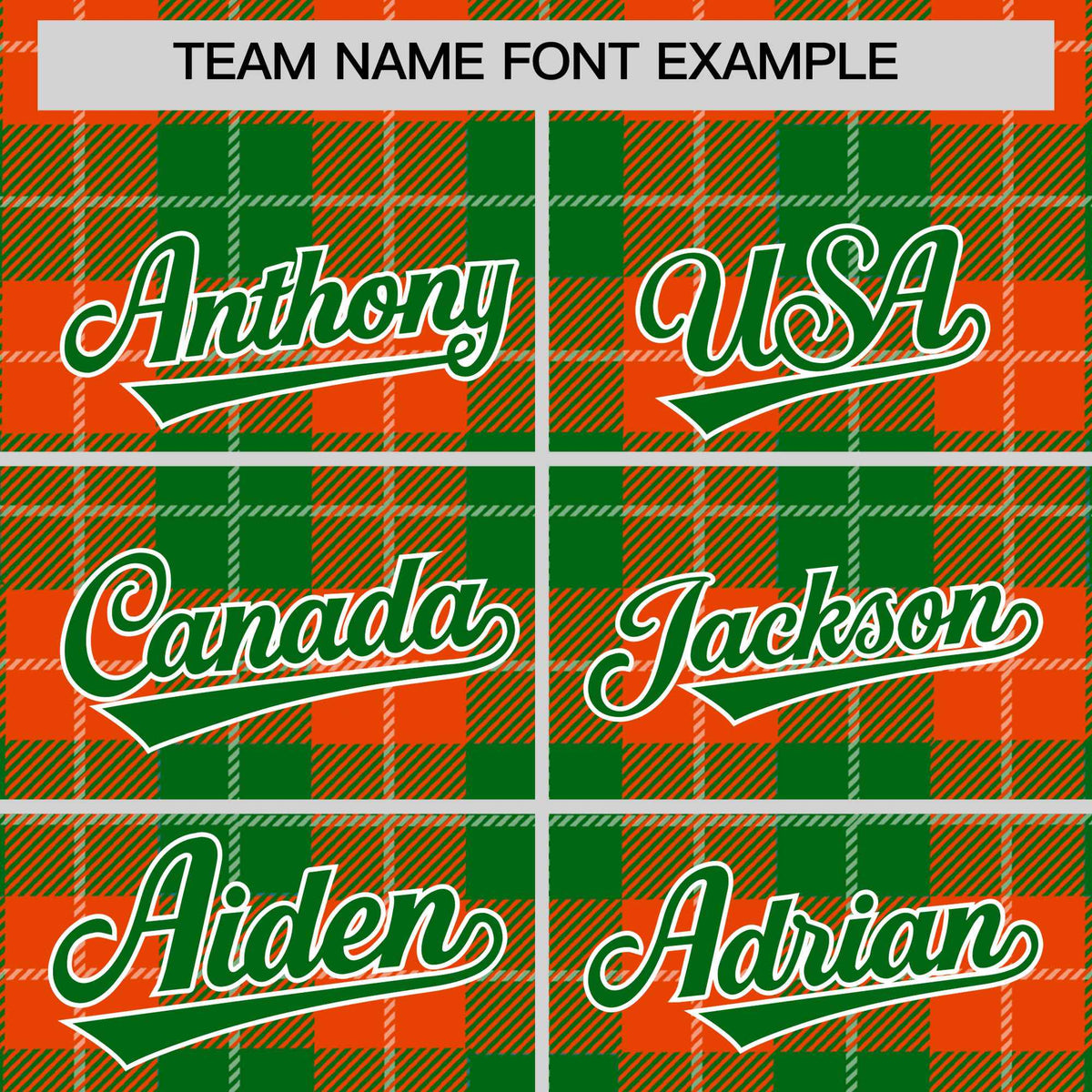 Custom Orange Green-White Varsity Full-Snap Plaid Pattern Letterman Baseball Jacket