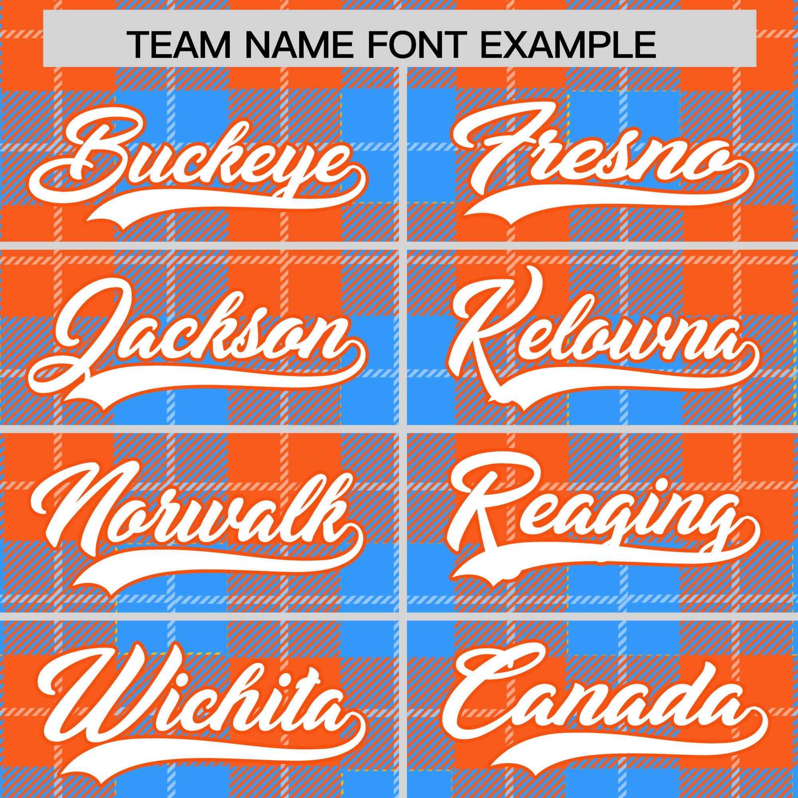 Custom Powder Blue Orange-White Varsity Full-Snap Plaid Pattern Letterman Baseball Jacket