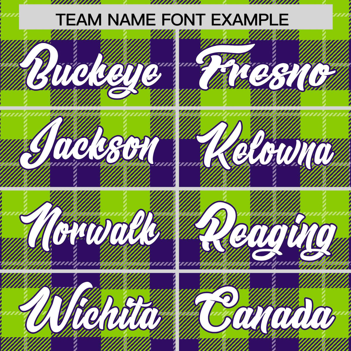 Custom Neon Green Purple-White Varsity Full-Snap Plaid Pattern Letterman Baseball Jacket