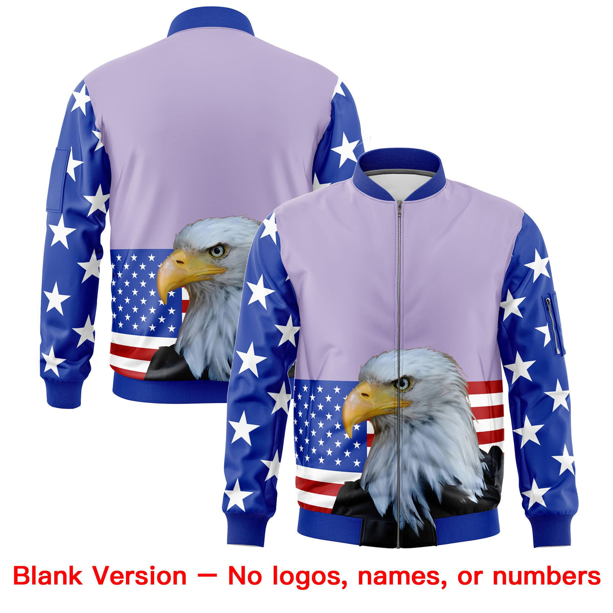Custom Royal Blue White Red Independence Day Full Zip American Flag Wrinkle-Resistant Jacket| KXKSHOP