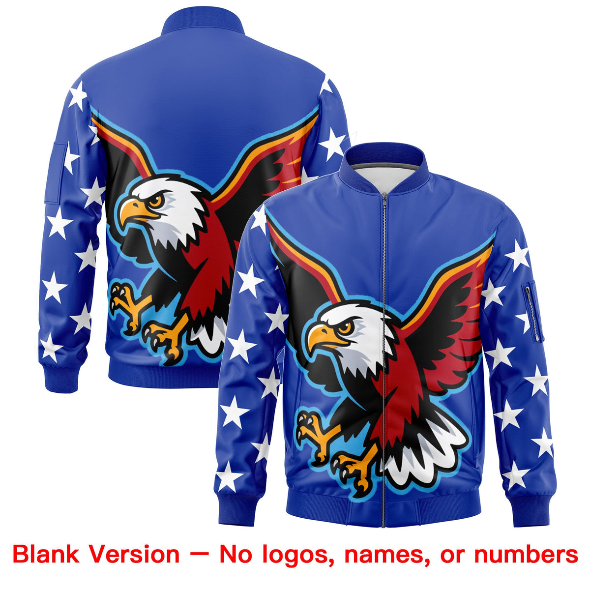 Custom Royal Blue White Red Independence Day Full Zip American Flag Wrinkle-Resistant Jacket| KXKSHOP