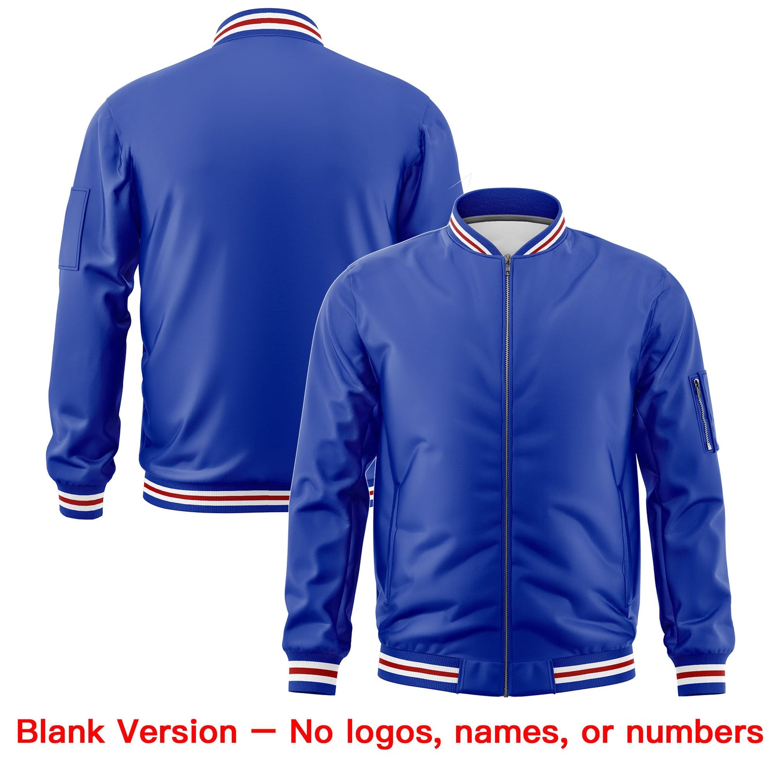 Custom Royal Blue White Red Independence Day Full Zip American Flag Wrinkle-Resistant Jacket| KXKSHOP