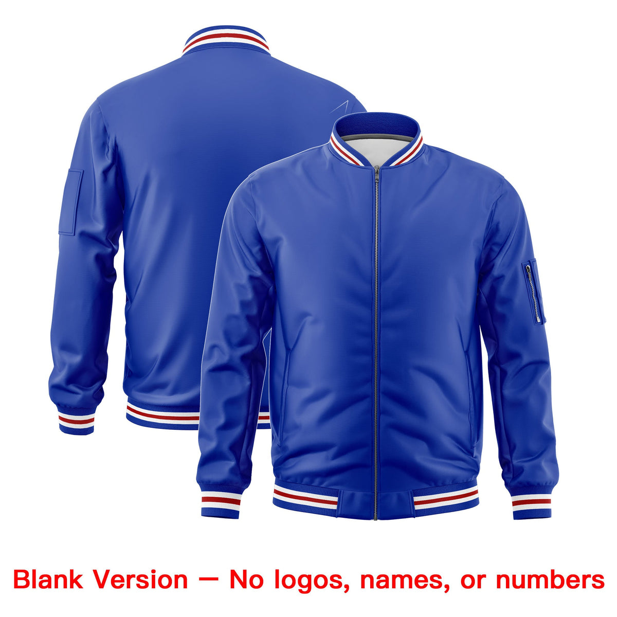Custom Royal Blue White Red Independence Day Full Zip American Flag Wrinkle-Resistant Jacket| KXKSHOP