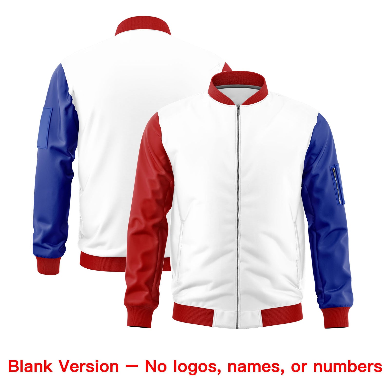 Custom White Red Royal Blue Independence Day Full Zip American Flag Wrinkle-Resistant Jacket| KXKSHOP