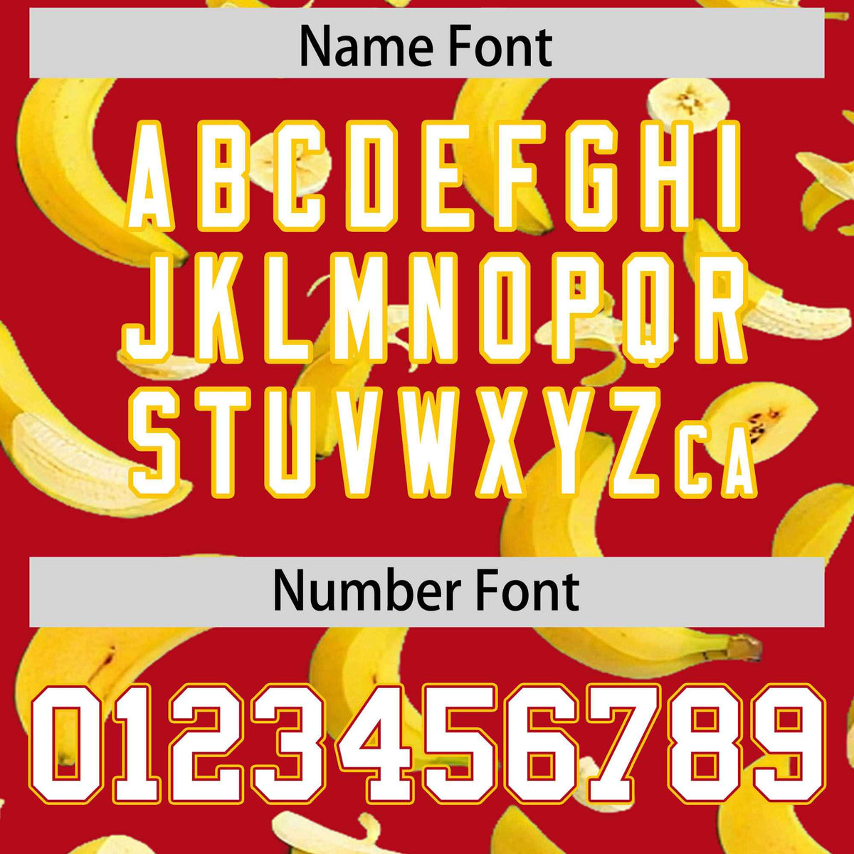 Custom Red Varsity Full-Zip Banana Pattern Letterman Bomber Jacket | Graffiti Pattern | Embroidery&amp;Dye-sublimation printing | KXKSHOP