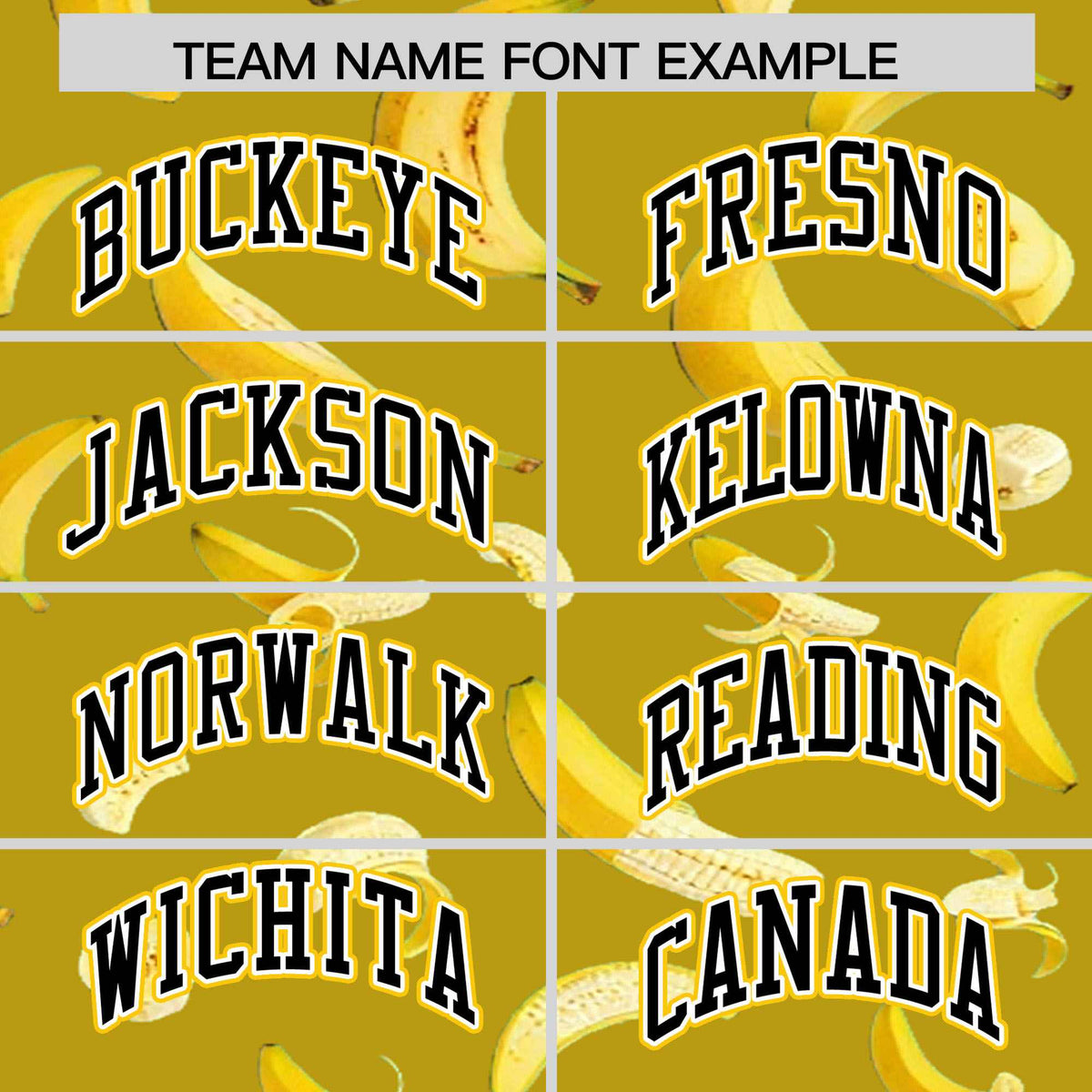 Custom Old Gold Varsity Full-Zip Banana Pattern Letterman Bomber Jacket | Graffiti Pattern | Embroidery&amp;Dye-sublimation printing | KXKSHOP