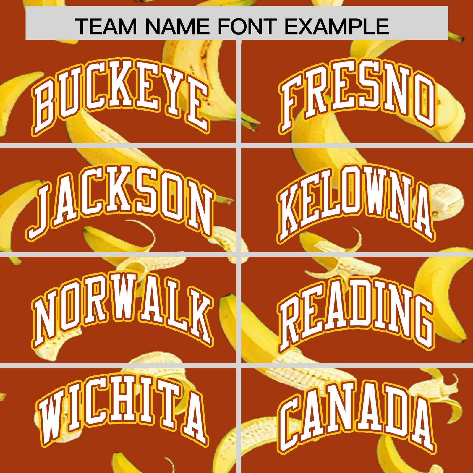 Custom Dark Orange Varsity Full-Zip Banana Pattern Letterman Bomber Jacket | Graffiti Pattern | Embroidery&Dye-sublimation printing | KXKSHOP