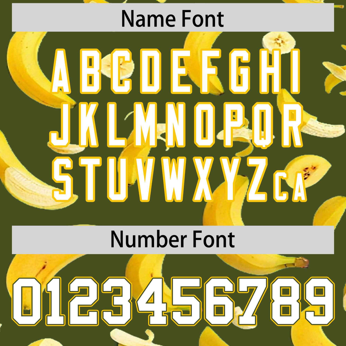 Custom Olive Varsity Full-Zip Banana Pattern Letterman Bomber Jacket | Graffiti Pattern | Embroidery&amp;Dye-sublimation printing | KXKSHOP