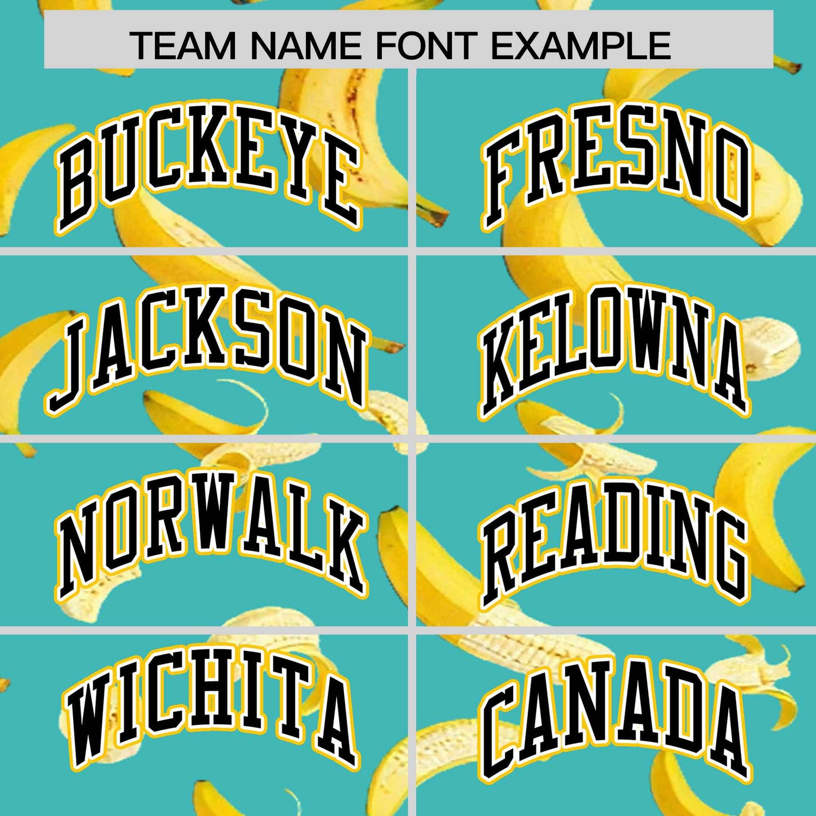 Custom Teal Varsity Full-Zip Banana Pattern Letterman Bomber Jacket | Graffiti Pattern | Embroidery&Dye-sublimation printing | KXKSHOP