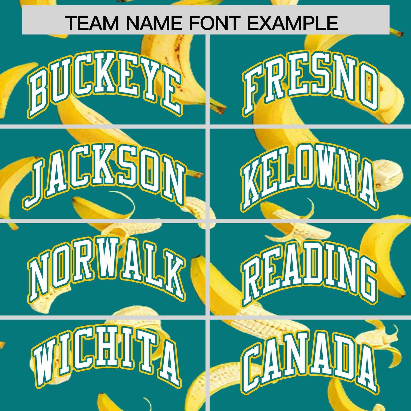 Custom Teal Varsity Full-Zip Banana Pattern Letterman Bomber Jacket | Graffiti Pattern | Embroidery&Dye-sublimation printing | KXKSHOP