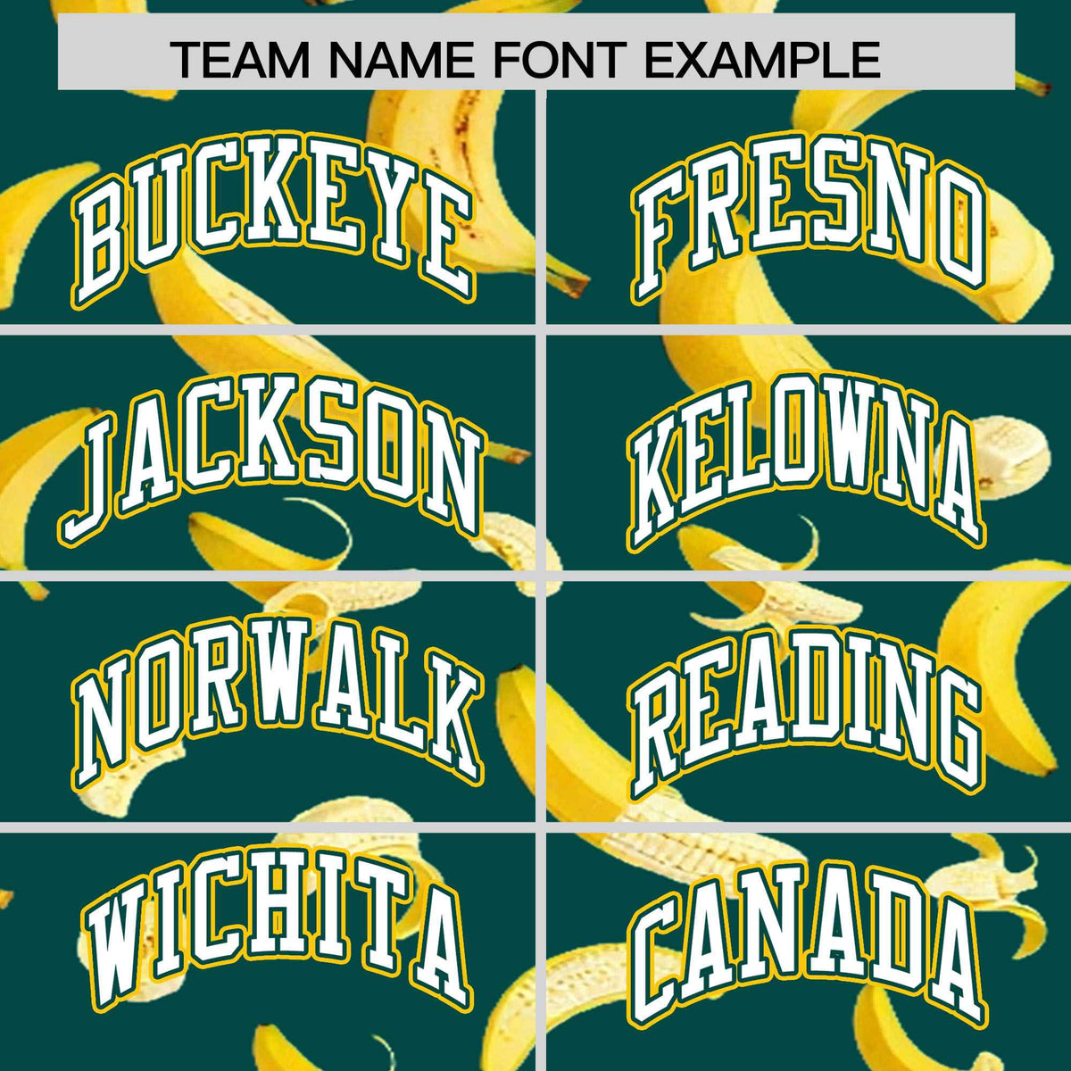 Custom Midnight Green Varsity Full-Zip Banana Pattern Letterman Bomber Jacket | Graffiti Pattern | Embroidery&amp;Dye-sublimation printing | KXKSHOP