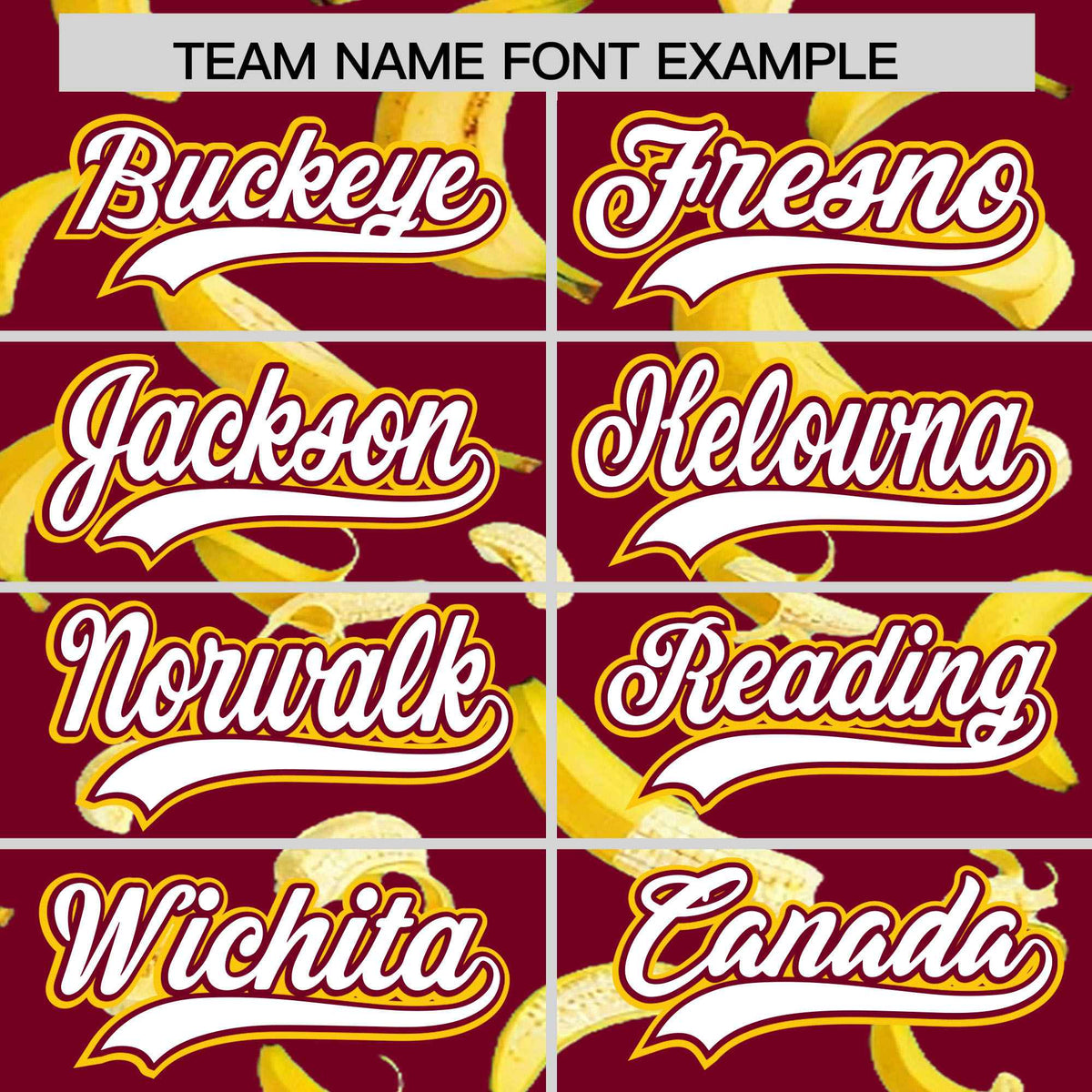 Custom Crimson Varsity Full-Zip Banana Pattern Letterman Bomber Jacket | Graffiti Pattern | Embroidery&amp;Dye-sublimation printing | KXKSHOP