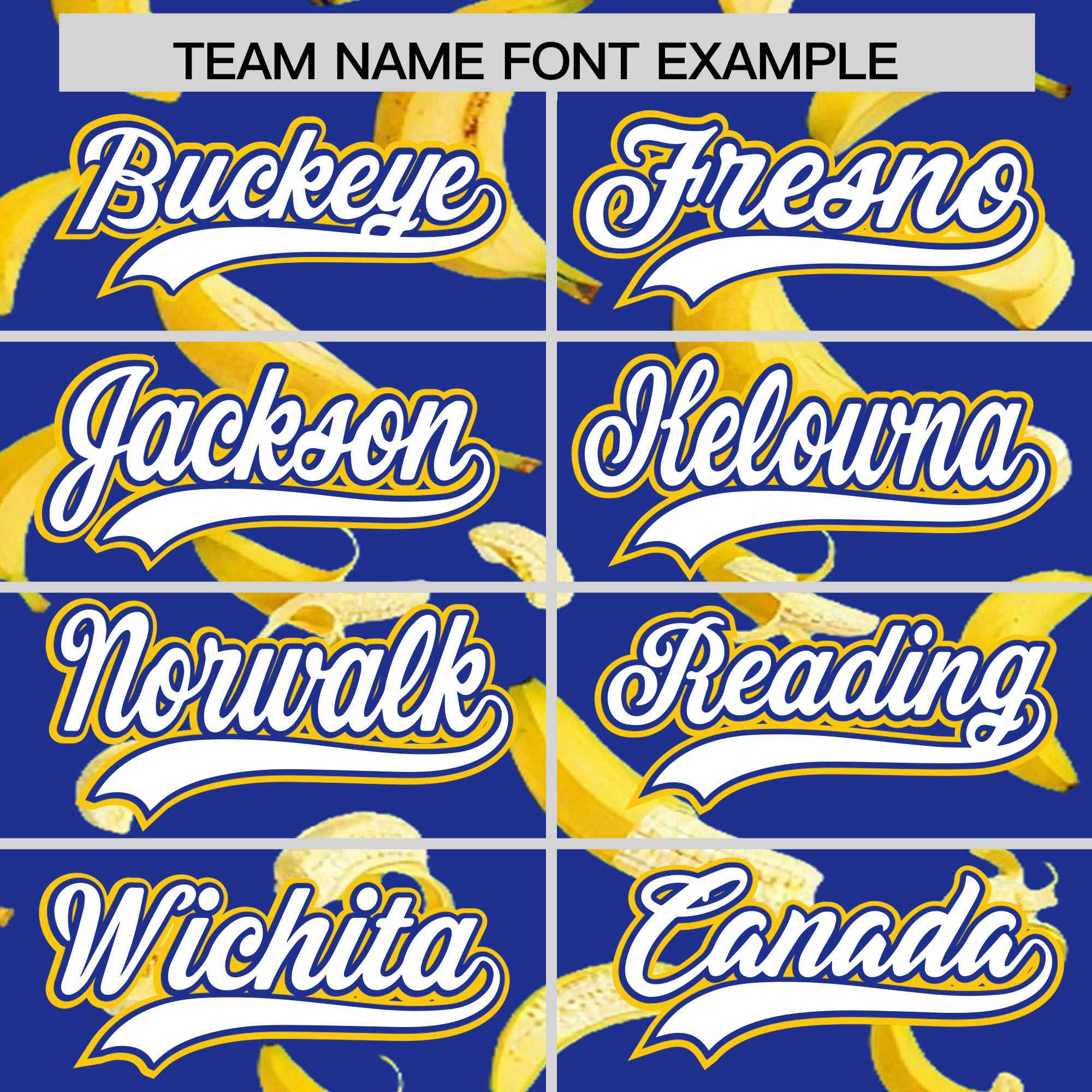 Custom Royal Blue Varsity Full-Zip Banana Pattern Letterman Bomber Jacket | Graffiti Pattern | Embroidery&Dye-sublimation printing | KXKSHOP