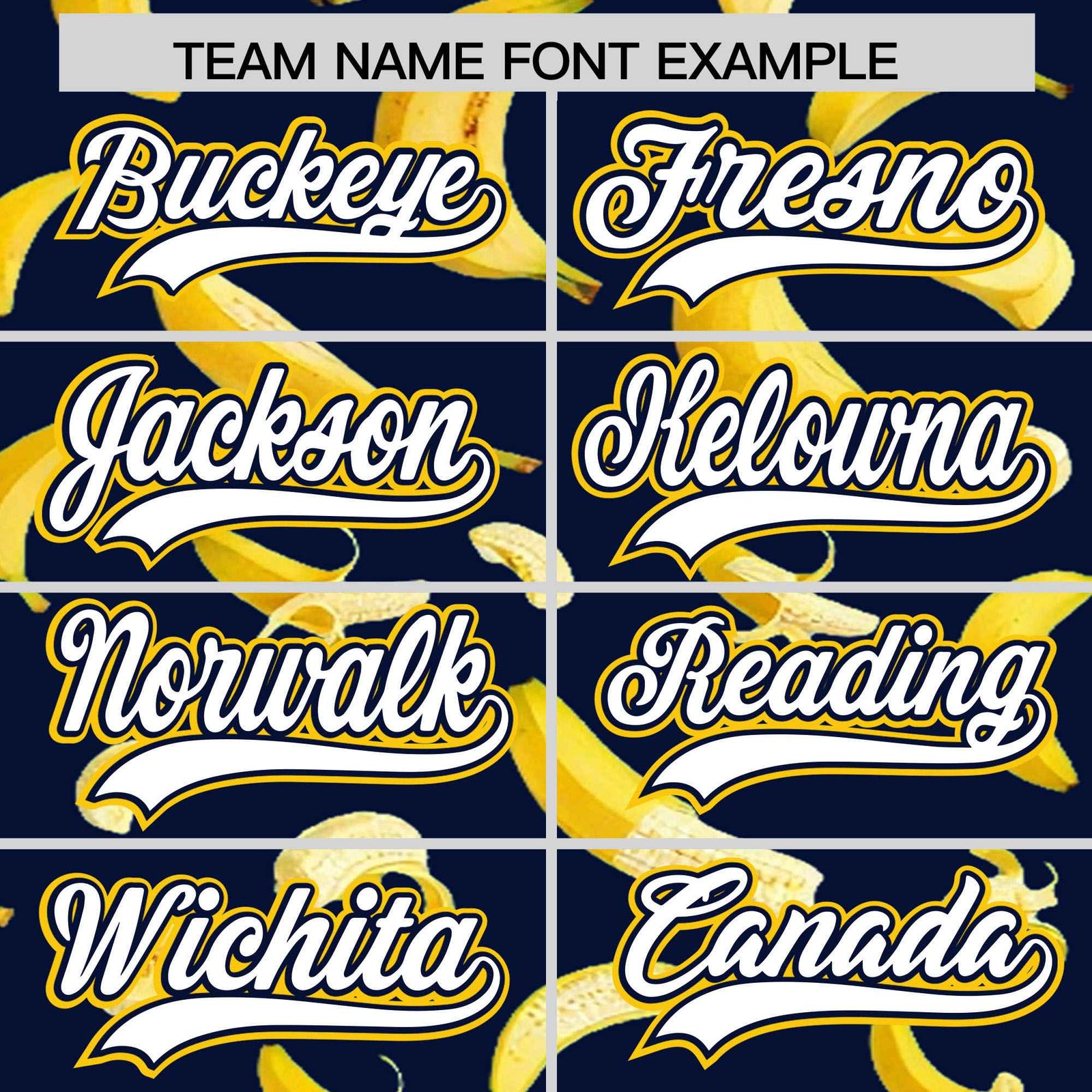 Custom Navy Varsity Full-Zip Banana Pattern Letterman Bomber Jacket | Graffiti Pattern | Embroidery&Dye-sublimation printing | KXKSHOP