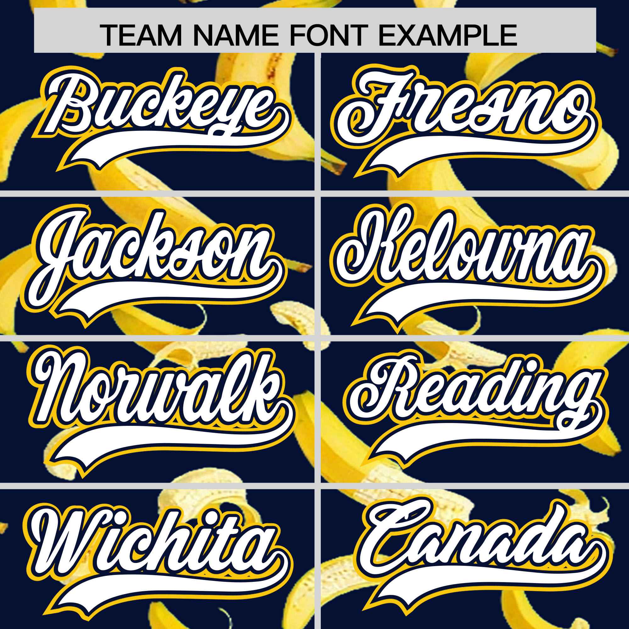 Custom Navy Varsity Full-Zip Banana Pattern Letterman Bomber Jacket | Graffiti Pattern | Embroidery&Dye-sublimation printing | KXKSHOP