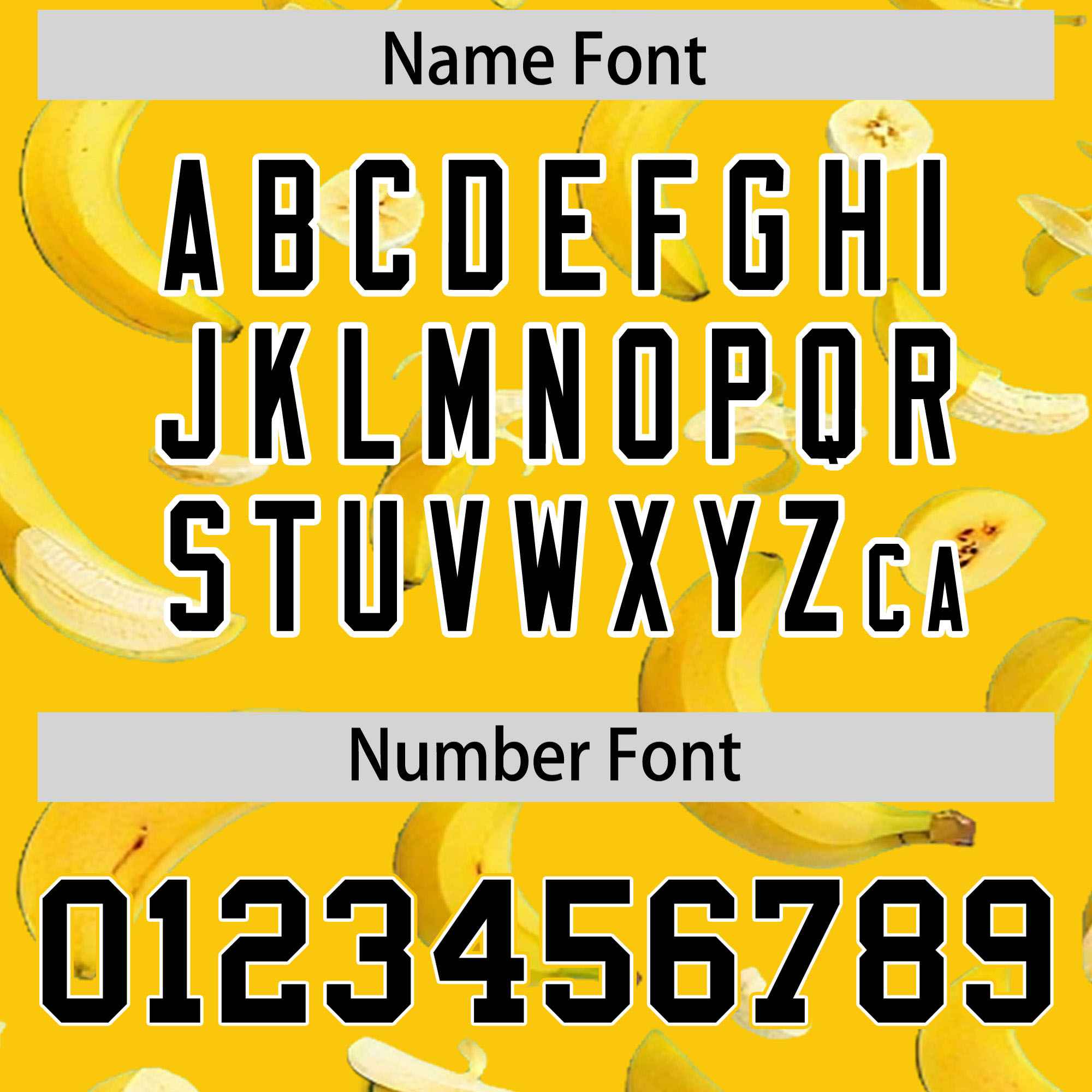 Custom Gold Varsity Full-Zip Banana Pattern Letterman Bomber Jacket | Graffiti Pattern | Embroidery&Dye-sublimation printing | KXKSHOP