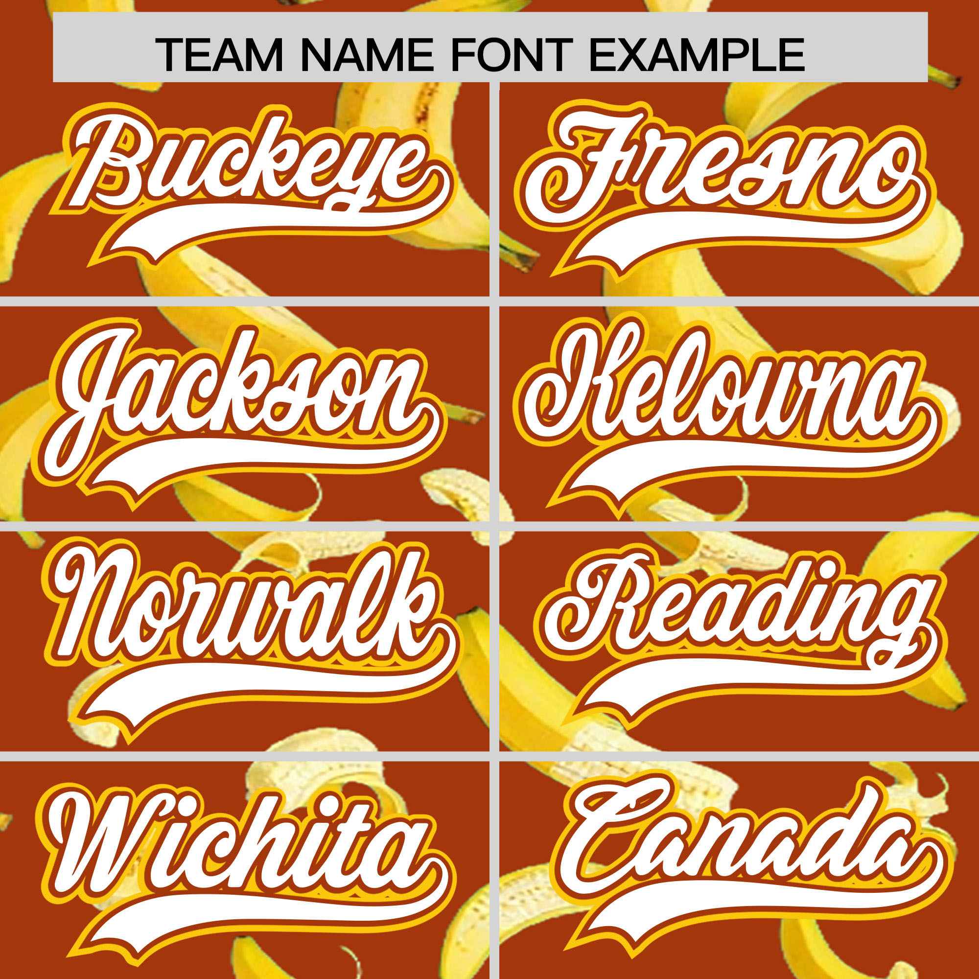 Custom Dark Orange Varsity Full-Zip Banana Pattern Letterman Bomber Jacket | Graffiti Pattern | Embroidery&Dye-sublimation printing | KXKSHOP