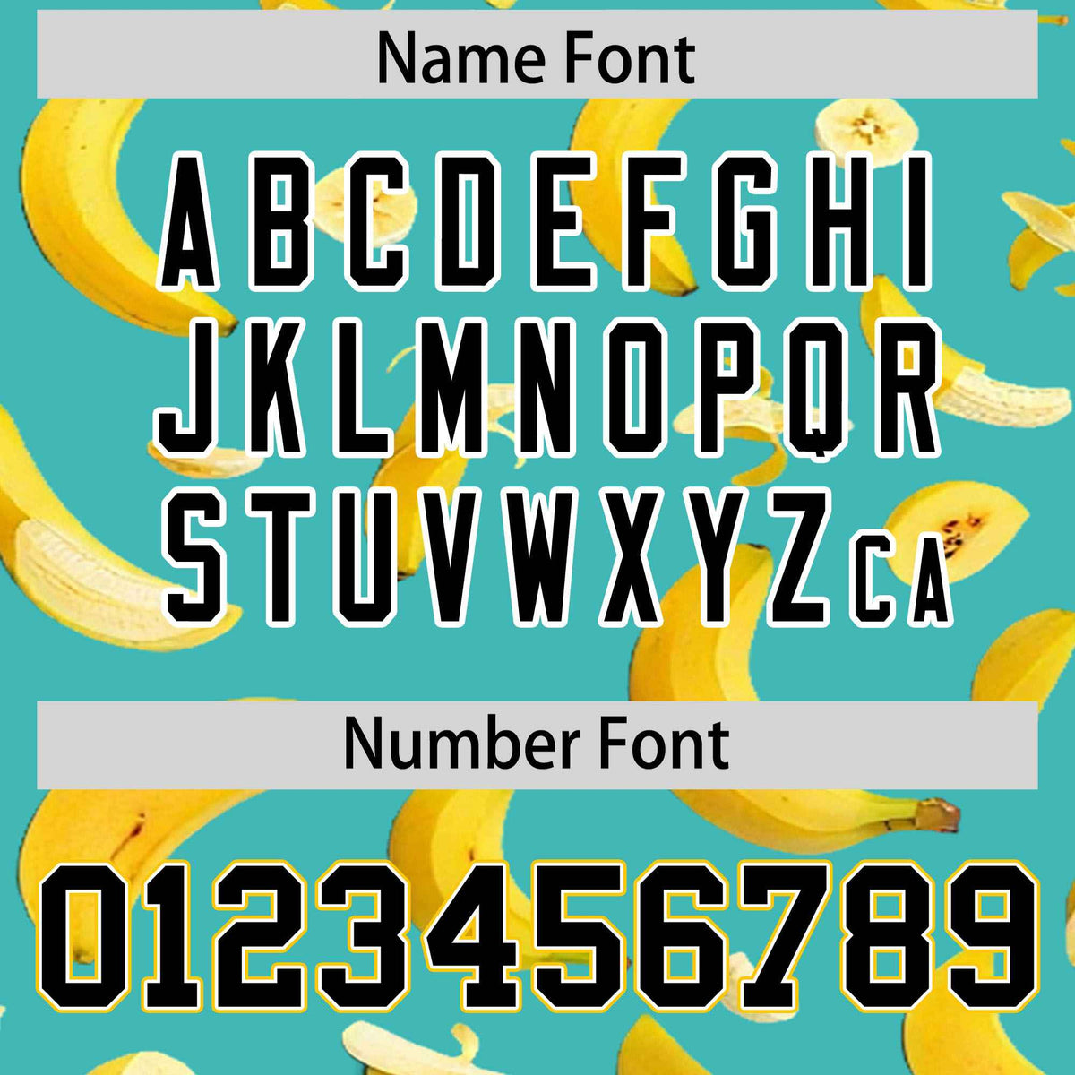 Custom Teal Varsity Full-Zip Banana Pattern Letterman Bomber Jacket | Graffiti Pattern | Embroidery&amp;Dye-sublimation printing | KXKSHOP