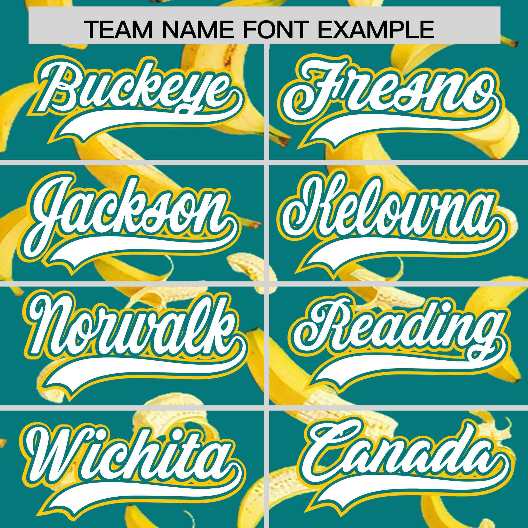 Custom Teal Varsity Full-Zip Banana Pattern Letterman Bomber Jacket | Graffiti Pattern | Embroidery&Dye-sublimation printing | KXKSHOP