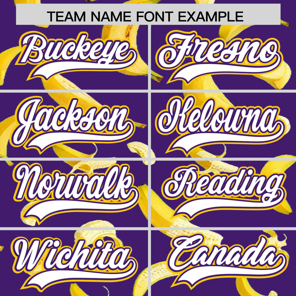 Custom Purple Varsity Full-Zip Banana Pattern Letterman Bomber Jacket | Graffiti Pattern | Embroidery&amp;Dye-sublimation printing | KXKSHOP