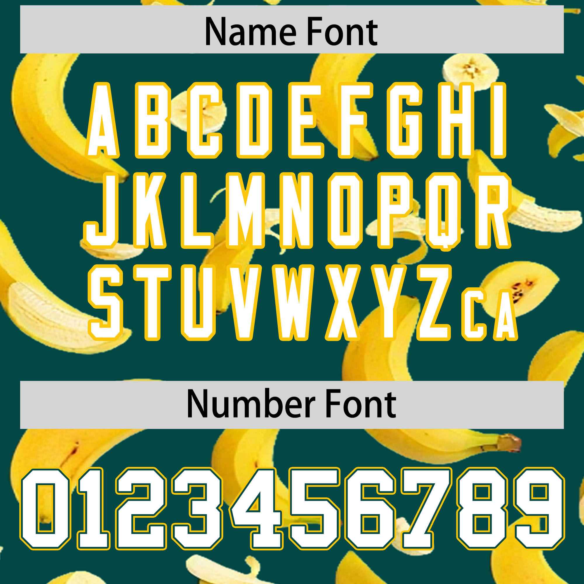 Custom Midnight Green Varsity Full-Zip Banana Pattern Letterman Bomber Jacket | Graffiti Pattern | Embroidery&Dye-sublimation printing | KXKSHOP