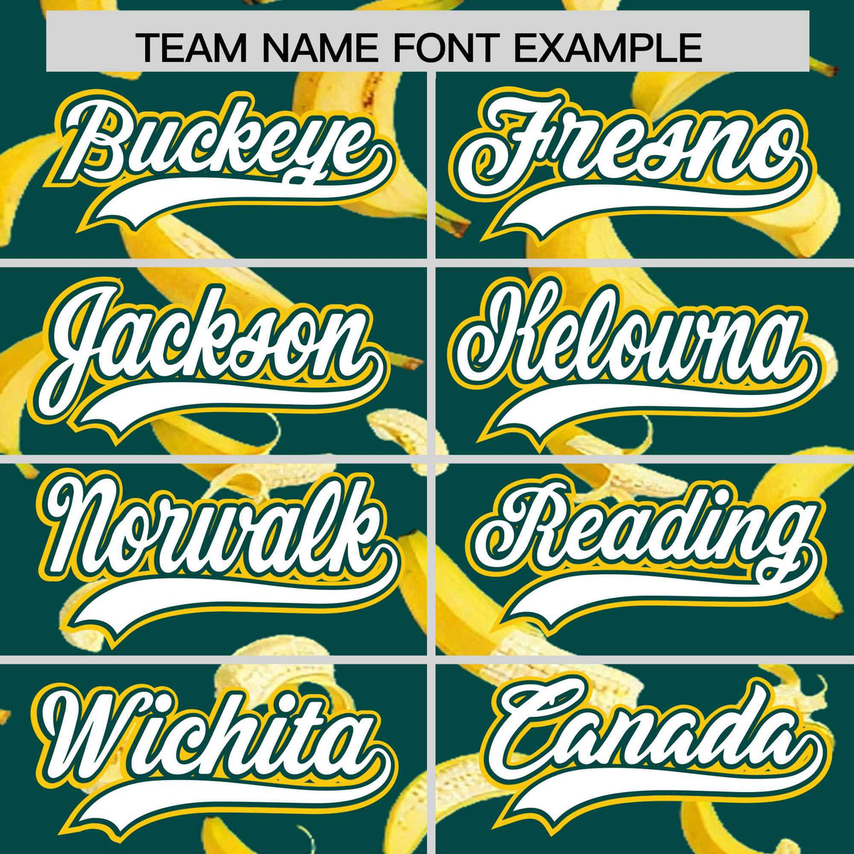 Custom Midnight Green Varsity Full-Zip Banana Pattern Letterman Bomber Jacket | Graffiti Pattern | Embroidery&amp;Dye-sublimation printing | KXKSHOP