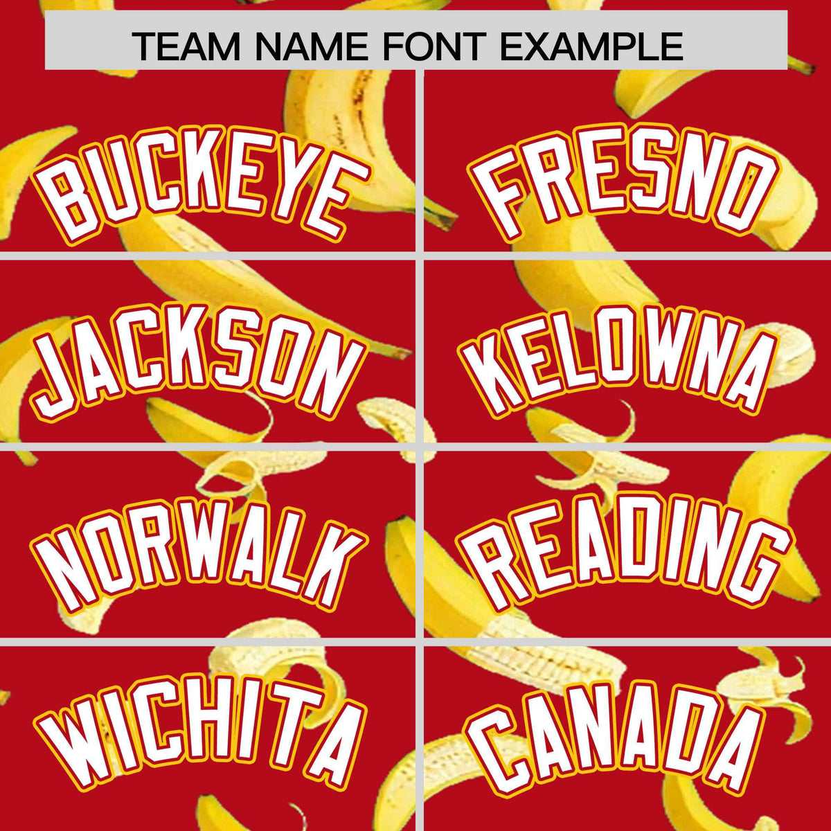 Custom Red Varsity Full-Zip Banana Pattern Letterman Bomber Jacket | Graffiti Pattern | Embroidery&amp;Dye-sublimation printing | KXKSHOP