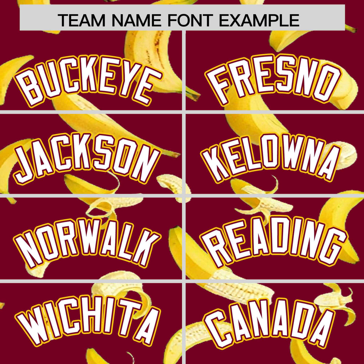 Custom Crimson Varsity Full-Zip Banana Pattern Letterman Bomber Jacket | Graffiti Pattern | Embroidery&amp;Dye-sublimation printing | KXKSHOP