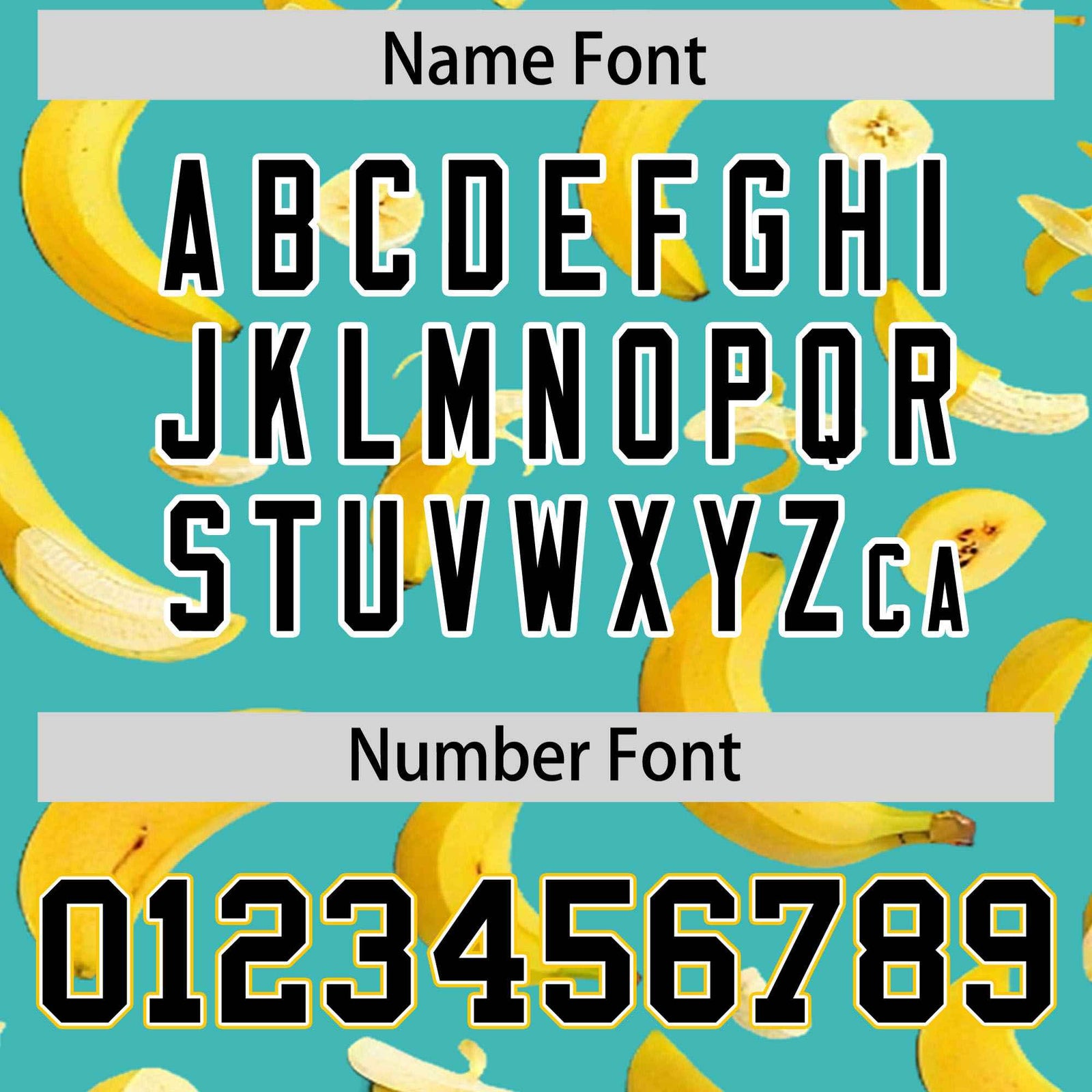 Custom Teal Varsity Full-Zip Banana Pattern Letterman Bomber Jacket | Graffiti Pattern | Embroidery&Dye-sublimation printing | KXKSHOP