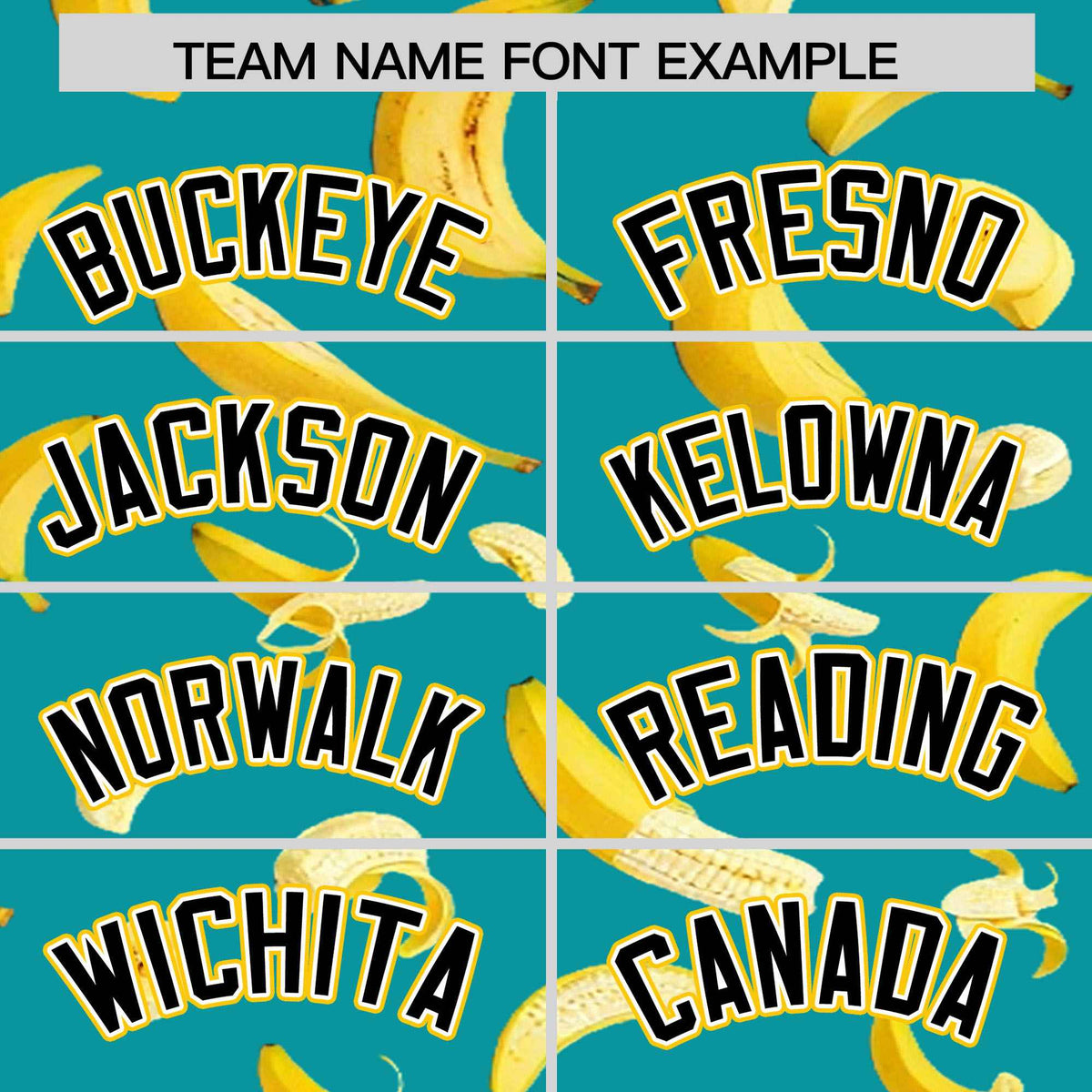 Custom Aqua Varsity Full-Zip Banana Pattern Letterman Bomber Jacket | Graffiti Pattern | Embroidery&amp;Dye-sublimation printing | KXKSHOP