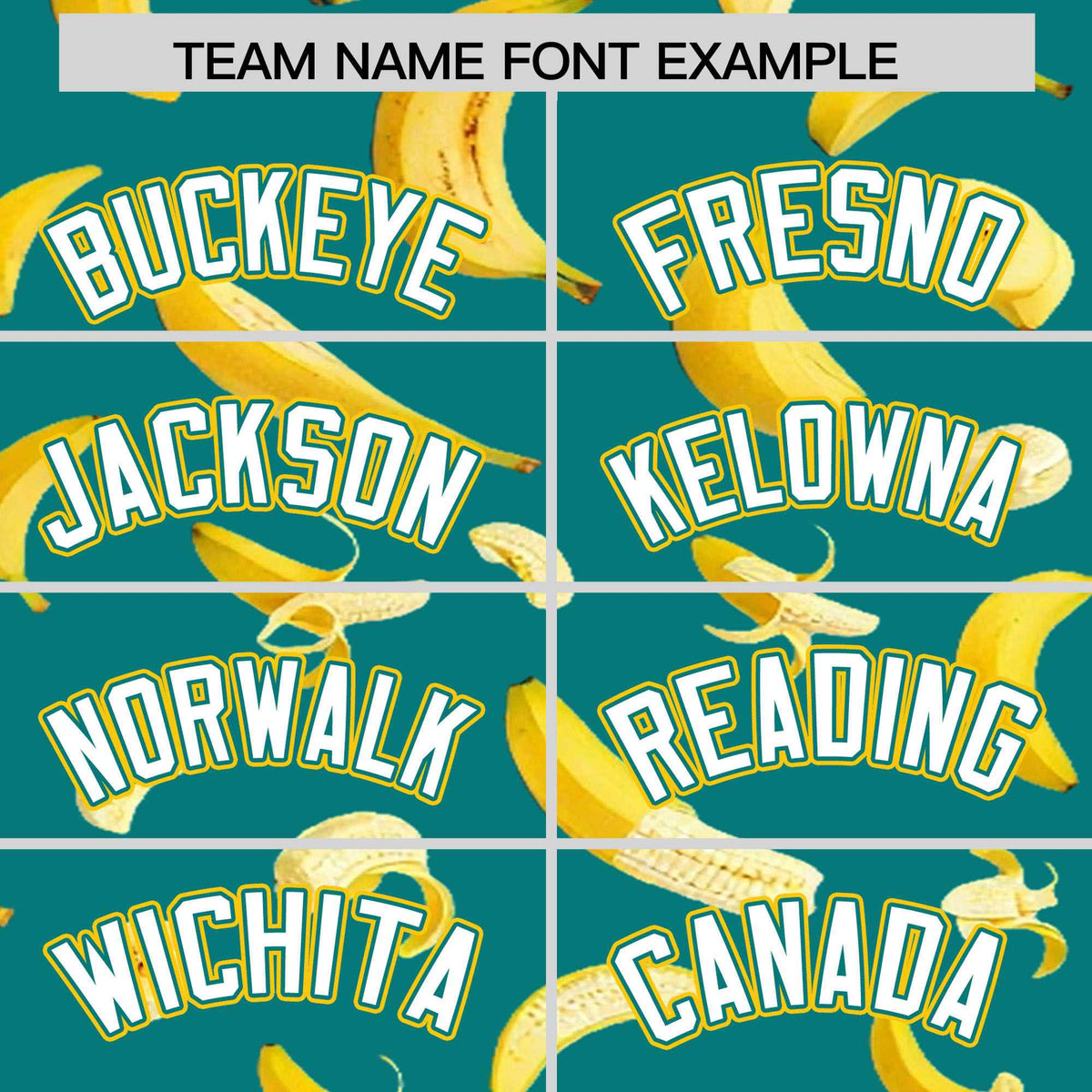 Custom Teal Varsity Full-Zip Banana Pattern Letterman Bomber Jacket | Graffiti Pattern | Embroidery&amp;Dye-sublimation printing | KXKSHOP