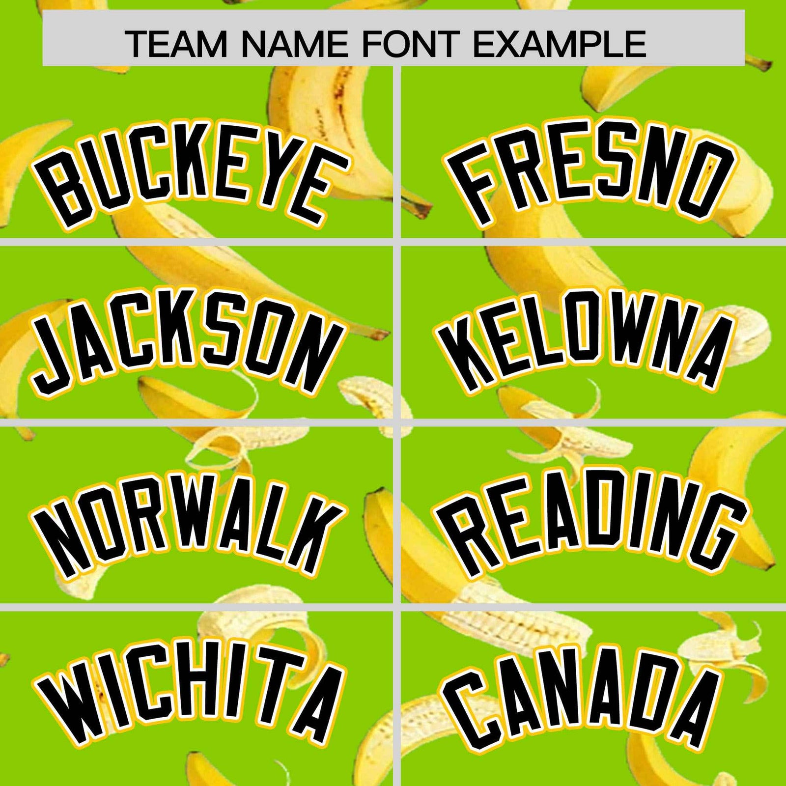 Custom Neon Green Varsity Full-Zip Banana Pattern Letterman Bomber Jacket | Graffiti Pattern | Embroidery&Dye-sublimation printing | KXKSHOP